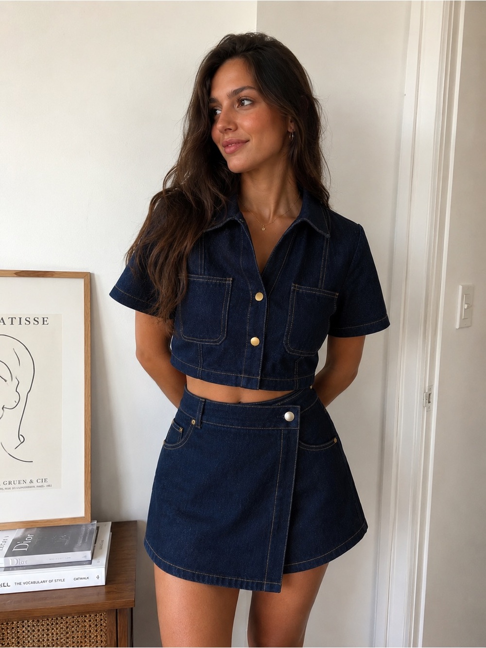 Vici Dark Denim Two-Piece Set - Crop Jacket & Skort NWOT